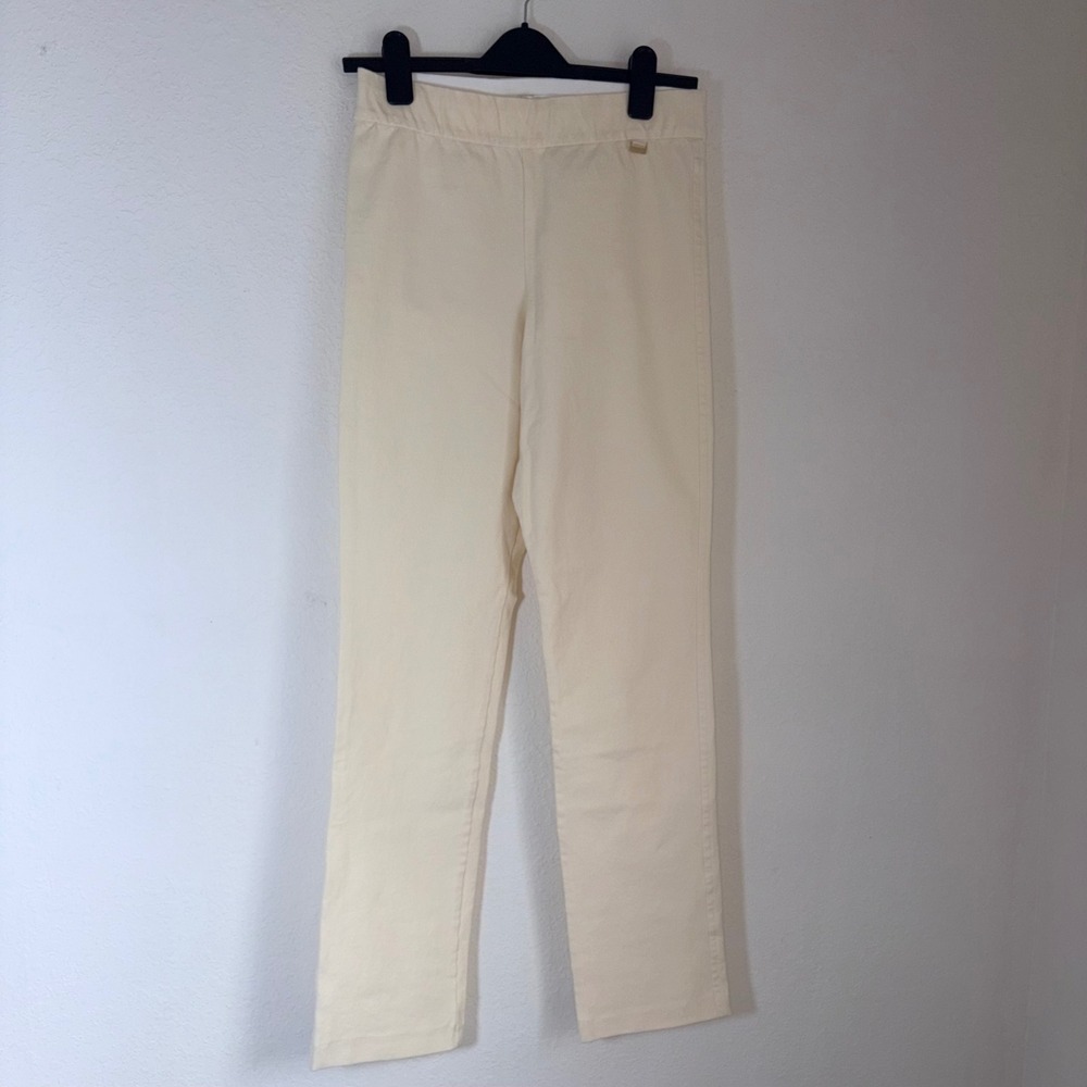 Lilly Pulitzer Straight Leg Pants 6 Cream NEW High Rise Elastic Waist Stretch